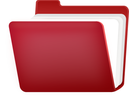 Red color folder with some papers inside.