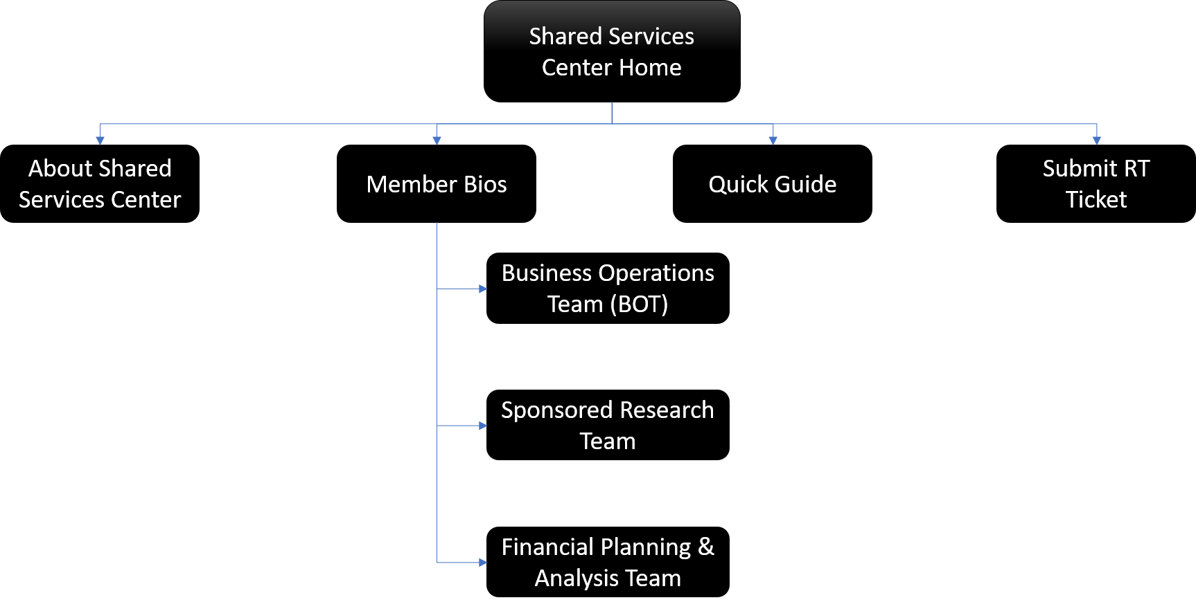 Image showing a chart of the old information architecture.